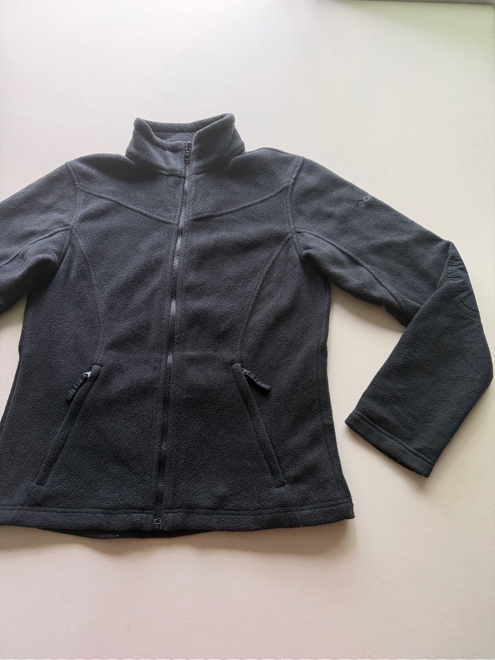 Women's Black Jacket with Stand Collar and Zip Pockets